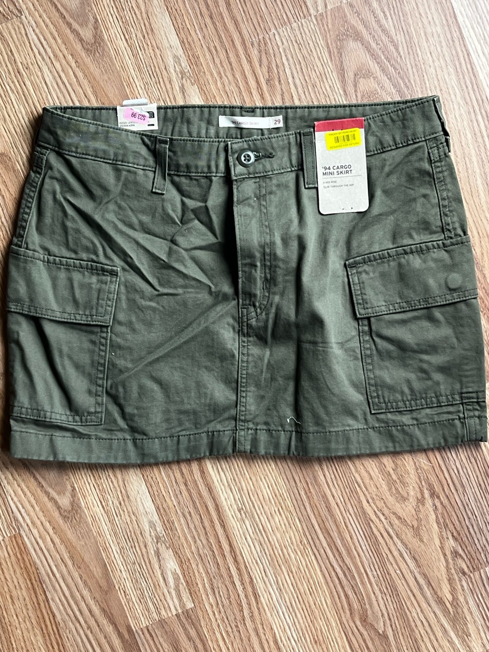 LEVIS Olive Green Cargo Mini Skirt - 94 cargo skirt - size 29
